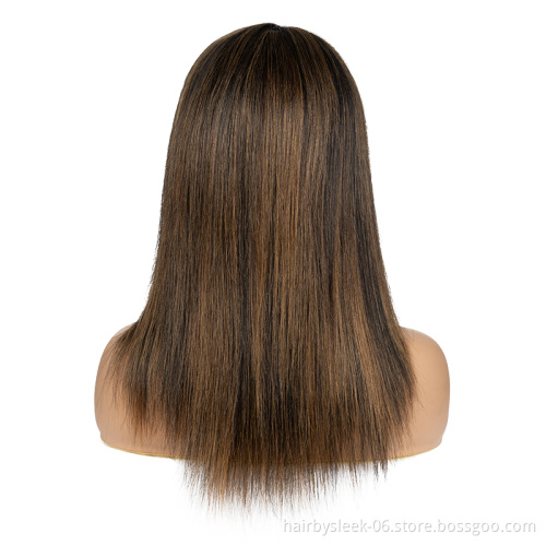 Rebecca 100% Raw Indian Human Hair Lace Front Wig natural Color Long Swiss Lace Straight Hair Wig For Black Women